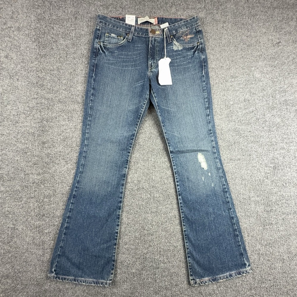 Y2K Levi's 518 Superlow Bootcut Jeans Juniors 11 Medium Wash Blue Distressed